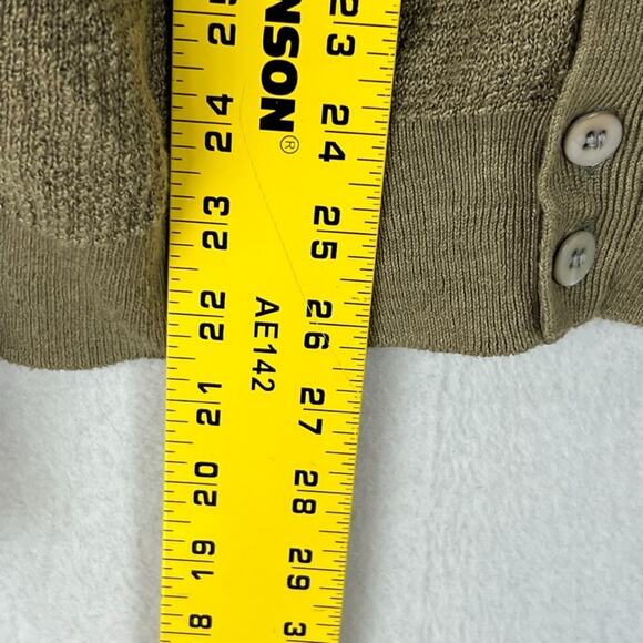 Suitsupply Cardigan Men's Large Tan Green V-Neck Button Up 100% Linen Pockets - Picture 6 of 7